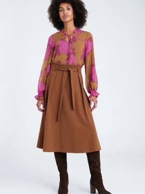 Zdjęcie produktu Brązowa spódnica damska wiązana w talii Greenpoint