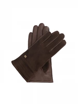 Zdjęcie produktu Brązowe rękawiczki z zamszu i gładkiej skóry Kazar