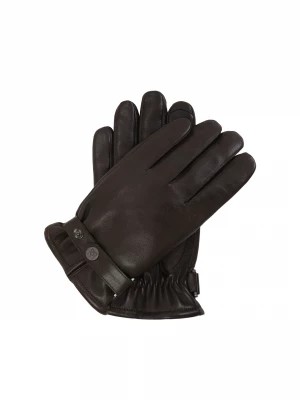 Zdjęcie produktu Brązowe skórzane rękawiczki męskie z regulowanym paskiem Kazar