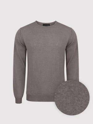 Zdjęcie produktu Brązowy sweter męski z wełny merino Pako Lorente
