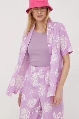 Zdjęcie produktu Brixton koszula damska kolor fioletowy regular z kołnierzykiem klasycznym