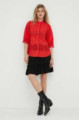 Zdjęcie produktu Bruuns Bazaar koszula bawełniana damska kolor czerwony regular ze stójką