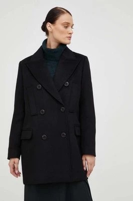 Zdjęcie produktu Bruuns Bazaar płaszcz wełniany kolor czarny przejściowy dwurzędowy