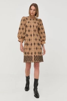 Zdjęcie produktu Bruuns Bazaar sukienka bawełniana kolor beżowy mini prosta