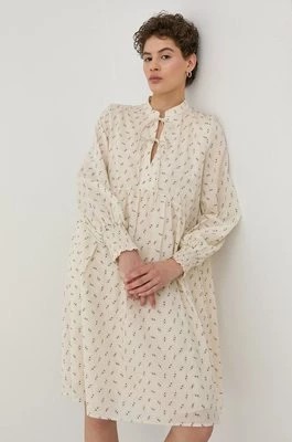 Zdjęcie produktu Bruuns Bazaar sukienka kolor beżowy midi rozkloszowana
