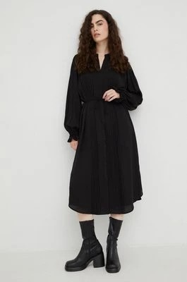 Zdjęcie produktu Bruuns Bazaar sukienka kolor czarny midi rozkloszowana