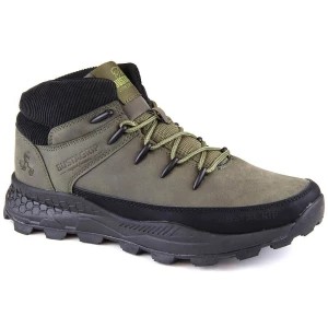 Zdjęcie produktu Bustagrip Skórzane buty męskie za kostkę trekkingowe zielone