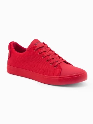 Zdjęcie produktu Buty męskie sneakersy BASIC z łączonych materiałów - czerwone V3 OM-FOCS-0105
 -                                    46