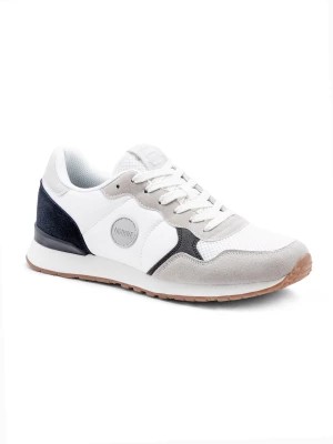 Zdjęcie produktu Buty męskie sneakersy z łączonych materiałów i siateczką - biało-granatowe V3 OM-FOSL-0155
 -                                    45