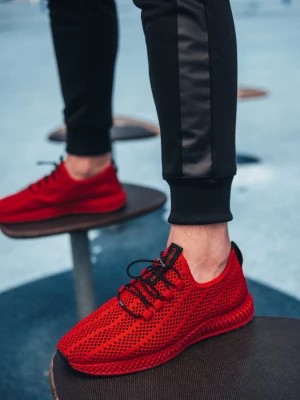 Zdjęcie produktu Buty męskie wsuwane sneakersy z siateczki - czerwone V2 OM-FOKS-0117
 -                                    40