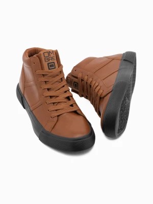 Zdjęcie produktu Buty męskie sneakersy za kostkę z kontrastową podeszwą - camel V5 OM-FOTH-0124
 -                                    42