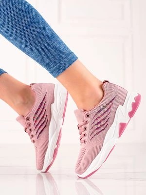 Zdjęcie produktu Buty sportowe damskie różowe z białą podeszwą Shelvt