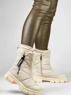 Zdjęcie produktu Buty zimowe beżowe śniegowce damskie wysokie Merg