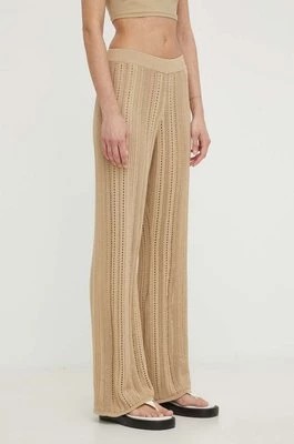 Zdjęcie produktu By Malene Birger spodnie damskie kolor beżowy szerokie high waist