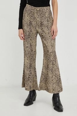 Zdjęcie produktu By Malene Birger spodnie damskie kolor brązowy dzwony high waist