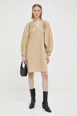 Zdjęcie produktu By Malene Birger sukienka bawełniana kolor beżowy mini oversize