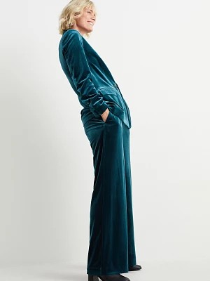 Zdjęcie produktu C&A Aksamitne spodnie biznesowe-wysoki stan-wide leg, Zielony, Rozmiar: 44