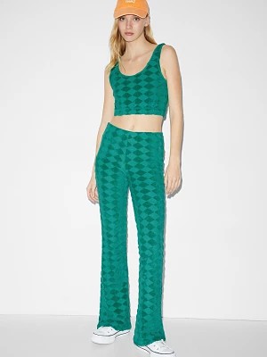 Zdjęcie produktu C&A CLOCKHOUSE-spodnie z dżerseju-comfort fit-w kratę, Zielony, Rozmiar: XS