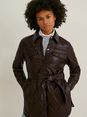 Zdjęcie produktu C&A Pikowana kurtka typu shacket-imitacja skóry, Brązowy, Rozmiar: 40