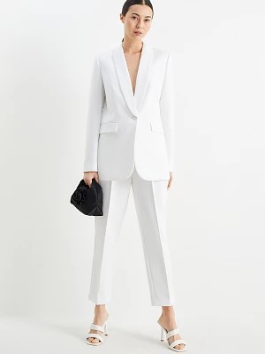 Zdjęcie produktu C&A Spodnie biznesowe z paskiem-wysoki stan-regular fit, Biały, Rozmiar: 34