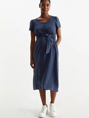 Zdjęcie produktu C&A Sukienka do karmienia piersią-miks z lnem, Niebieski, Rozmiar: 34