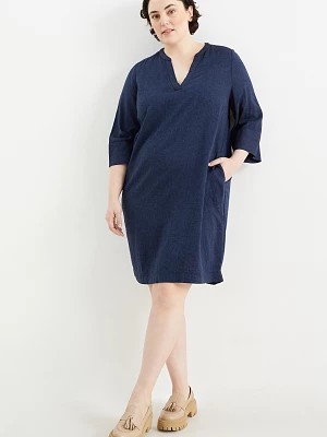 Zdjęcie produktu C&A Sukienka-tunika z dekoltem V-miks lniany, Niebieski, Rozmiar: 46