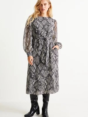 Zdjęcie produktu C&A Sukienka z szyfonu-ze wzorem, Szary, Rozmiar: 34