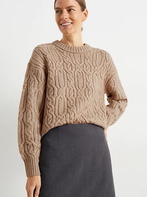 Zdjęcie produktu C&A Sweter z wzorem warkocza, Brązowy, Rozmiar: XL
