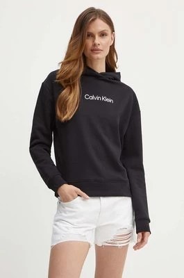 Zdjęcie produktu Calvin Klein bluza bawełniana damska kolor czarny z kapturem z nadrukiem K20K205449