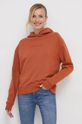 Zdjęcie produktu Calvin Klein bluza bawełniana damska kolor pomarańczowy z kapturem K20K205449