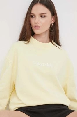 Zdjęcie produktu Calvin Klein bluza bawełniana damska kolor żółty z nadrukiem