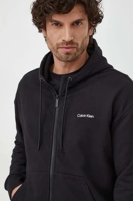 Zdjęcie produktu Calvin Klein bluza bawełniana męska kolor czarny z kapturem gładka