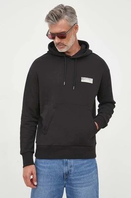 Zdjęcie produktu Calvin Klein bluza bawełniana męska kolor czarny z kapturem z nadrukiem