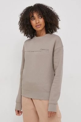 Zdjęcie produktu Calvin Klein bluza damska kolor beżowy z nadrukiem