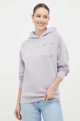 Zdjęcie produktu Calvin Klein bluza damska kolor fioletowy z kapturem z nadrukiem
