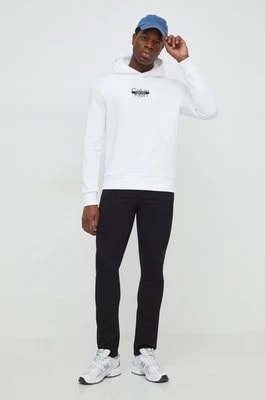 Zdjęcie produktu Calvin Klein bluza męska kolor biały z kapturem z nadrukiem