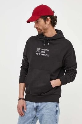 Zdjęcie produktu Calvin Klein bluza męska kolor czarny z kapturem z nadrukiem