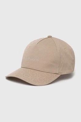 Zdjęcie produktu Calvin Klein czapka z daszkiem bawełniana kolor beżowy wzorzysta