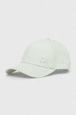 Zdjęcie produktu Calvin Klein czapka z daszkiem bawełniana kolor zielony z aplikacją