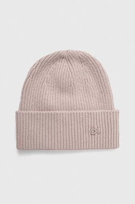 Zdjęcie produktu Calvin Klein czapka z domieszką wełny kolor różowy
