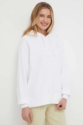 Zdjęcie produktu Calvin Klein Jeans bluza bawełniana damska kolor biały z kapturem z nadrukiem J20J223087