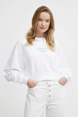 Zdjęcie produktu Calvin Klein Jeans bluza bawełniana damska kolor biały z nadrukiem J20J221466