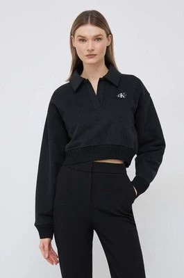 Zdjęcie produktu Calvin Klein Jeans bluza bawełniana damska kolor czarny z aplikacją