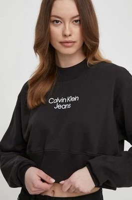 Zdjęcie produktu Calvin Klein Jeans bluza bawełniana damska kolor czarny z nadrukiem J20J221466