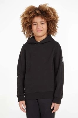 Zdjęcie produktu Calvin Klein Jeans Bluza bawełniana dziecięca IB0IB01114.PPYY kolor czarny z kapturem gładka
