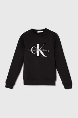 Zdjęcie produktu Calvin Klein Jeans bluza bawełniana dziecięca kolor czarny z nadrukiem