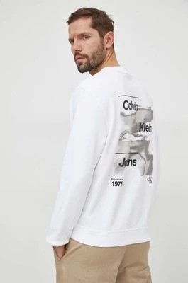 Zdjęcie produktu Calvin Klein Jeans bluza bawełniana męska kolor beżowy z nadrukiem