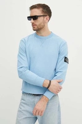 Zdjęcie produktu Calvin Klein Jeans bluza bawełniana męska kolor niebieski gładka