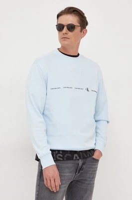 Zdjęcie produktu Calvin Klein Jeans bluza bawełniana męska kolor niebieski z nadrukiem