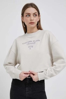 Zdjęcie produktu Calvin Klein Jeans bluza damska kolor beżowy z nadrukiem